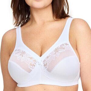 Glamorise Full Figure Plus Size MagicLift Minimizer Bra Wirefree White 36H